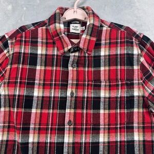 Flint And Tinder Flannel Shirt Mens Large Red Black Plaid Long Sleeve Button Up